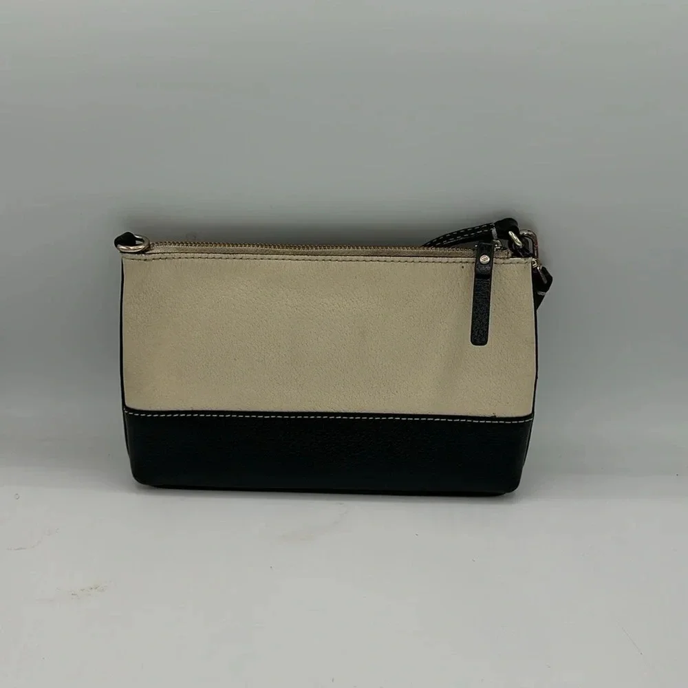 Kate Spade colorblock black & cream leather wristlet / small handbag